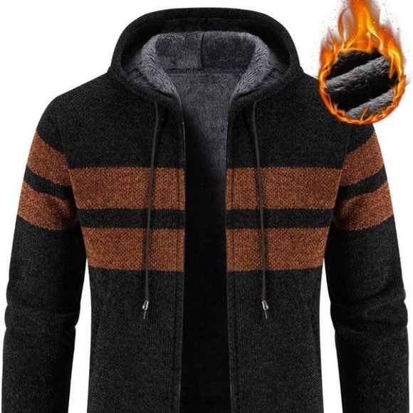 Sweaters Black And Orange Mens Hooded Cardigan Poshmark